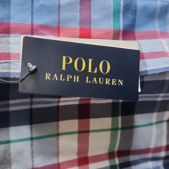 NWT Polo Ralph Lauren: Classic Fit Plaid Oxford Shirt, Blue/Red/Green/White, Med - Picture 3 of 9